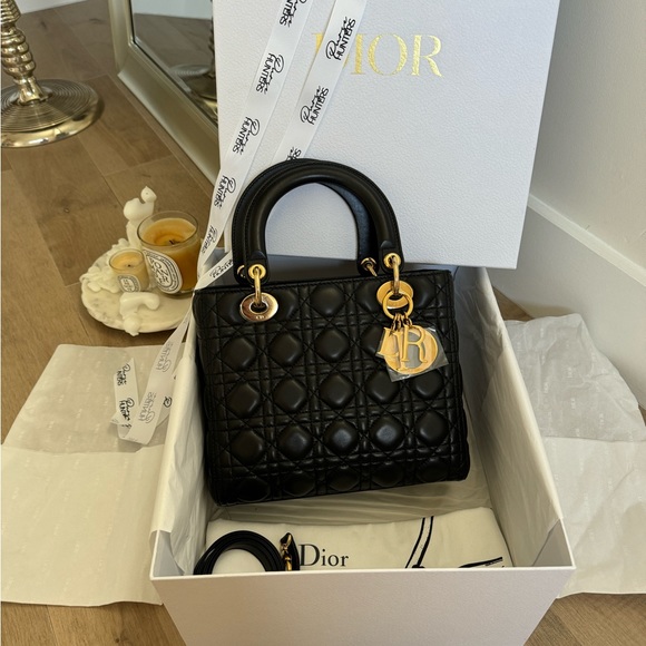 Dior Handbags - 100% authentic dior lady dior medium black lambskin GHW